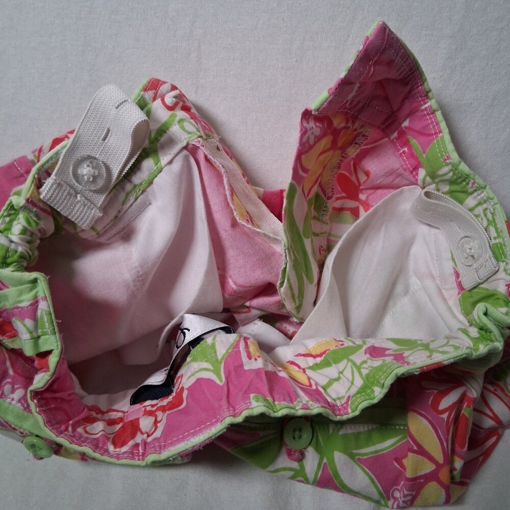 Lilly Pulitzer Shorts Girls 7 Garden Vista Pink Green Elephant Floral Beach - Picture 7 of 14